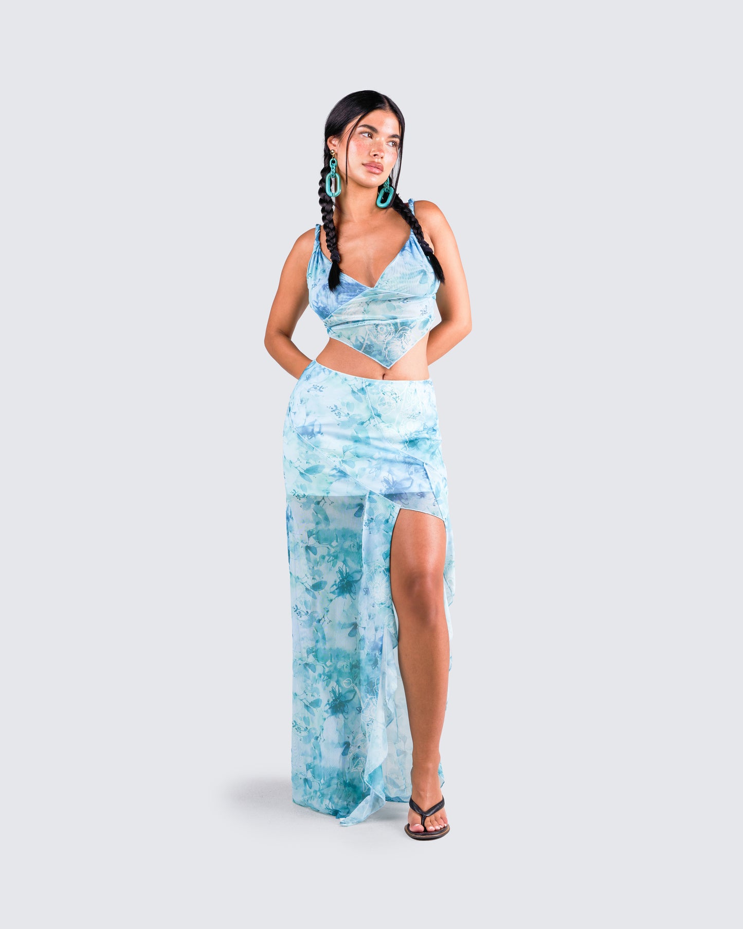 Bahia Mint Floral Print Top