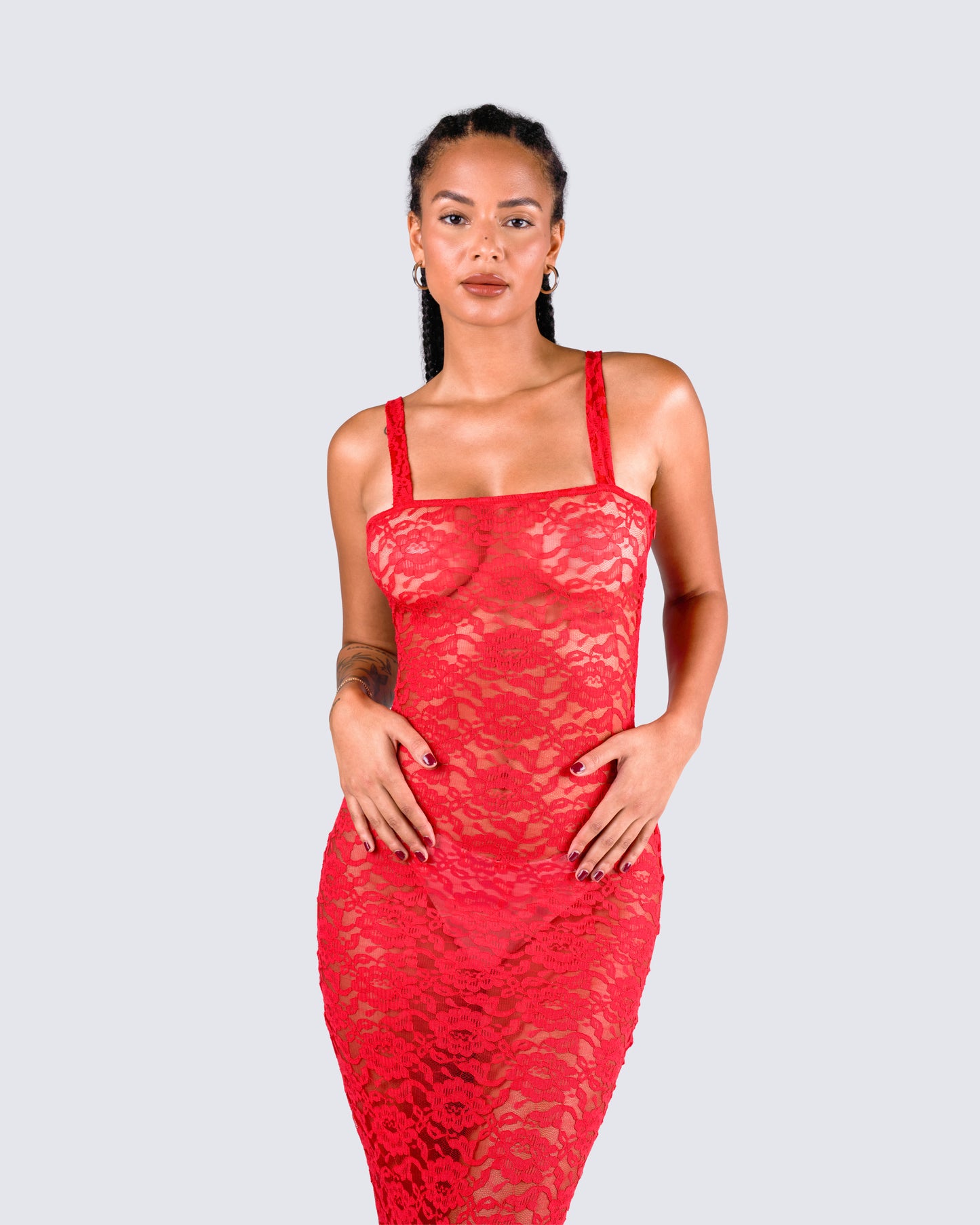 Arlo Red Lace Strappy Maxi Dress