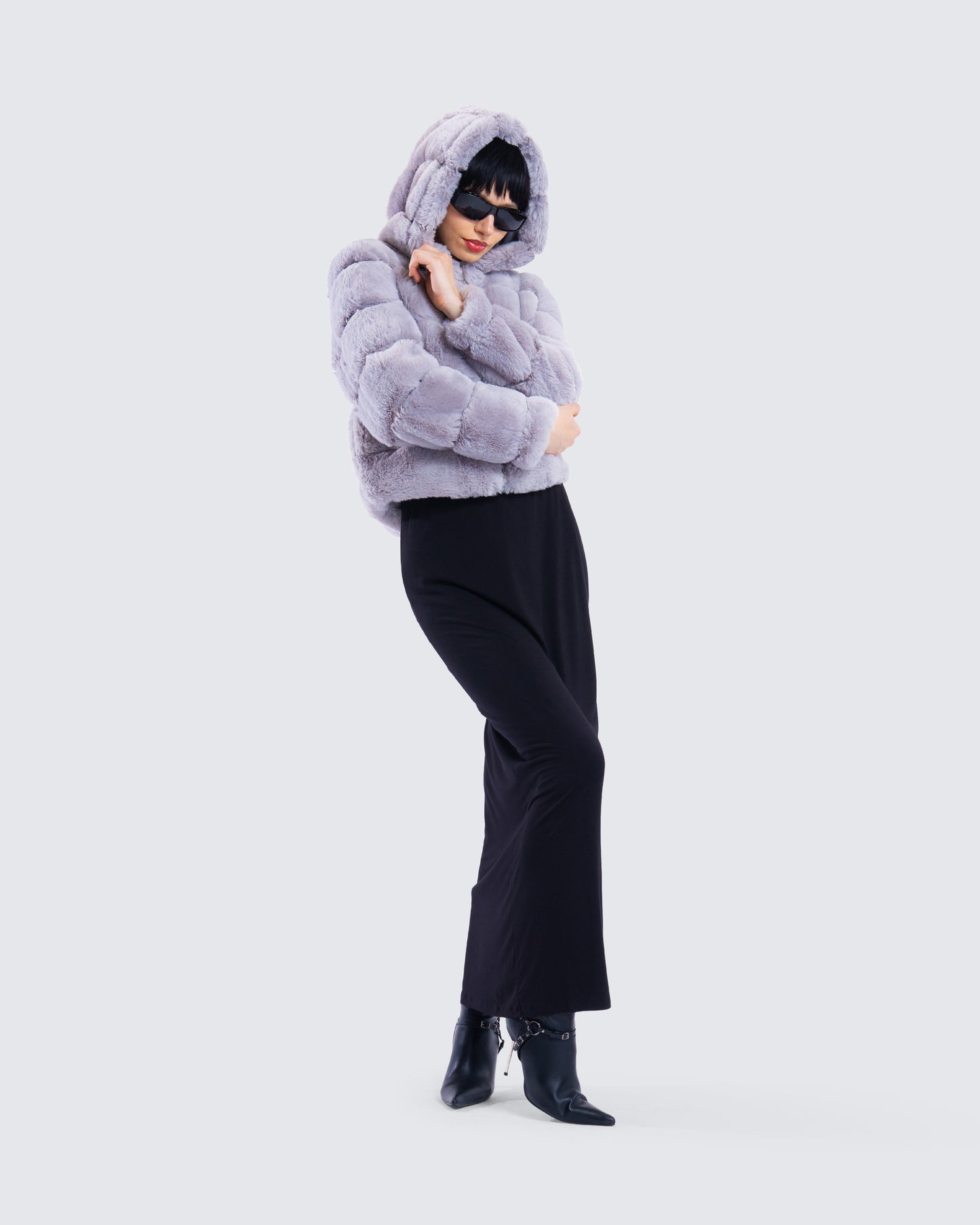 Aspen Grey Faux Fur Hooded Jacket