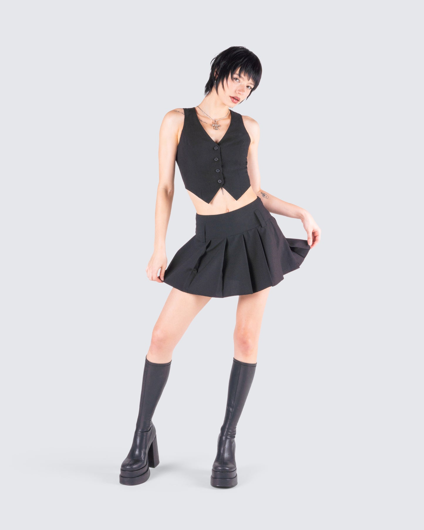 Deb Black Suiting Crop Vest Top