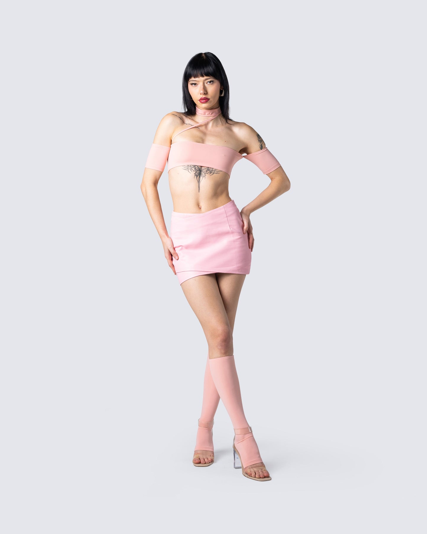 Jacque Pink Vegan Leather Skirt