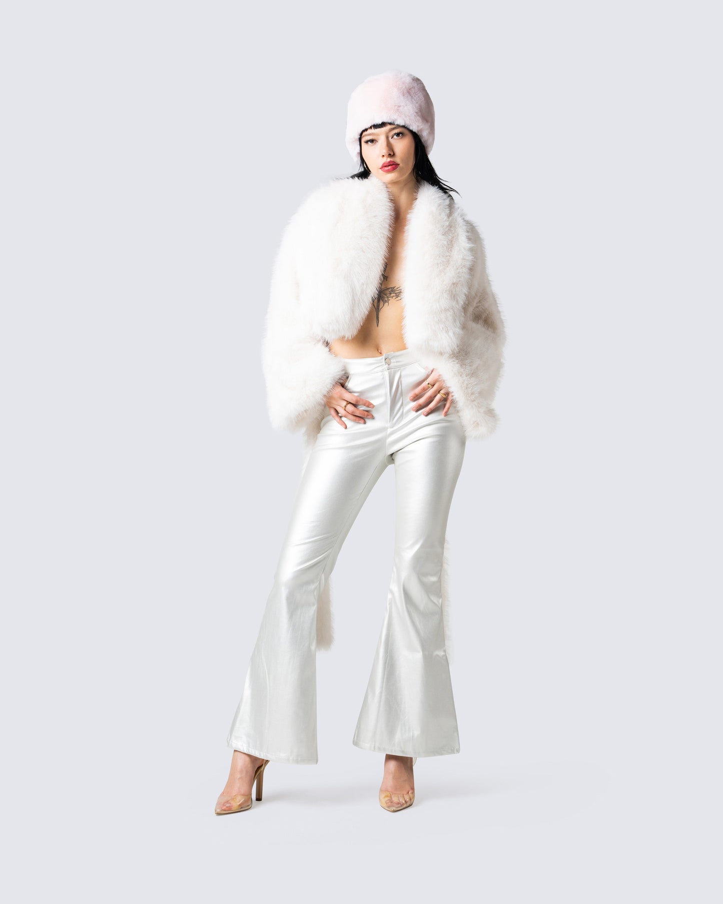 Hollis White Vegan Fur Coat
