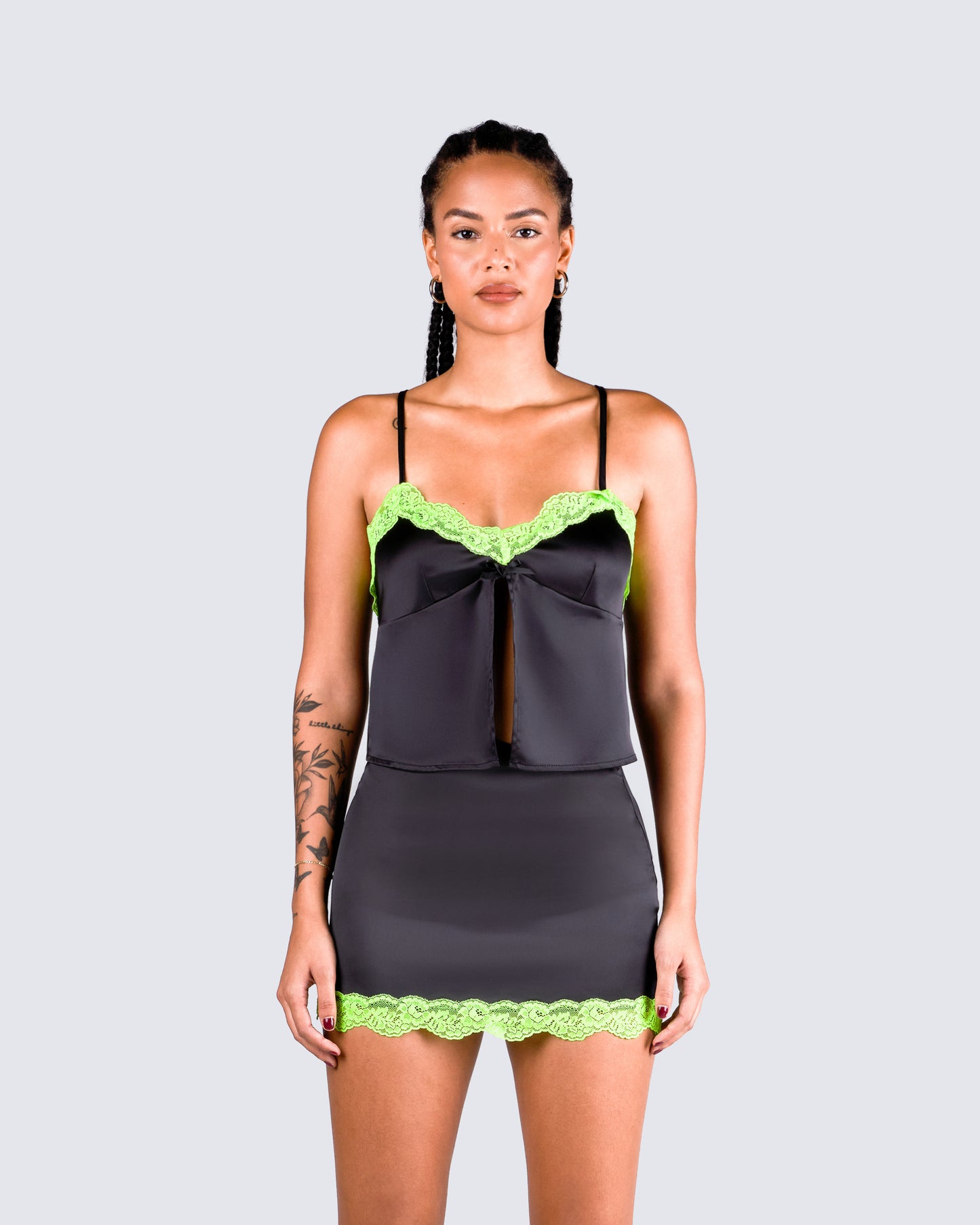 Nadya Black Satin Mini Skirt