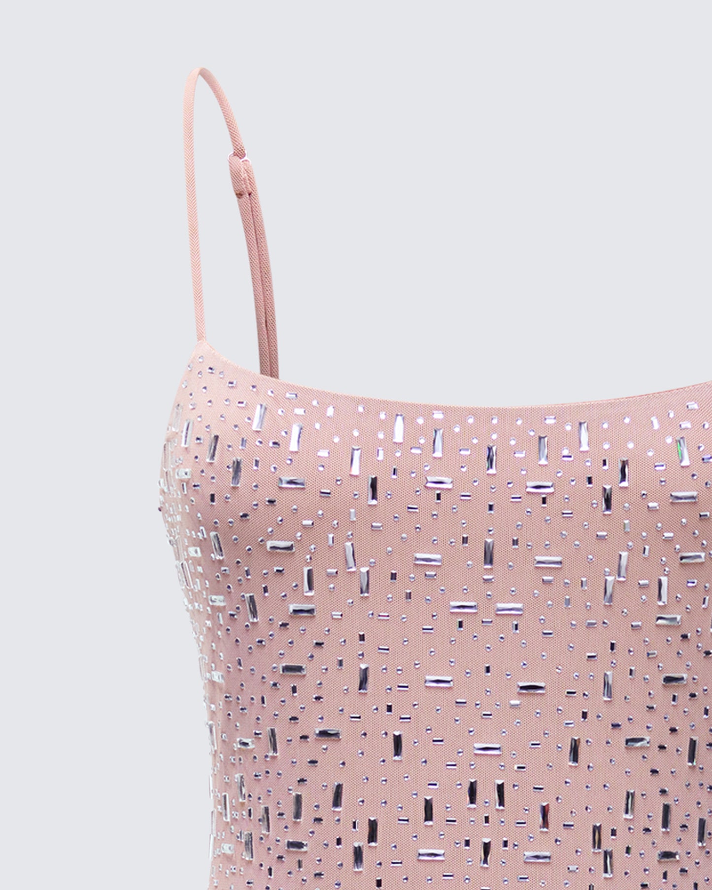 Daphne Nude Rhinestone Mini Dress