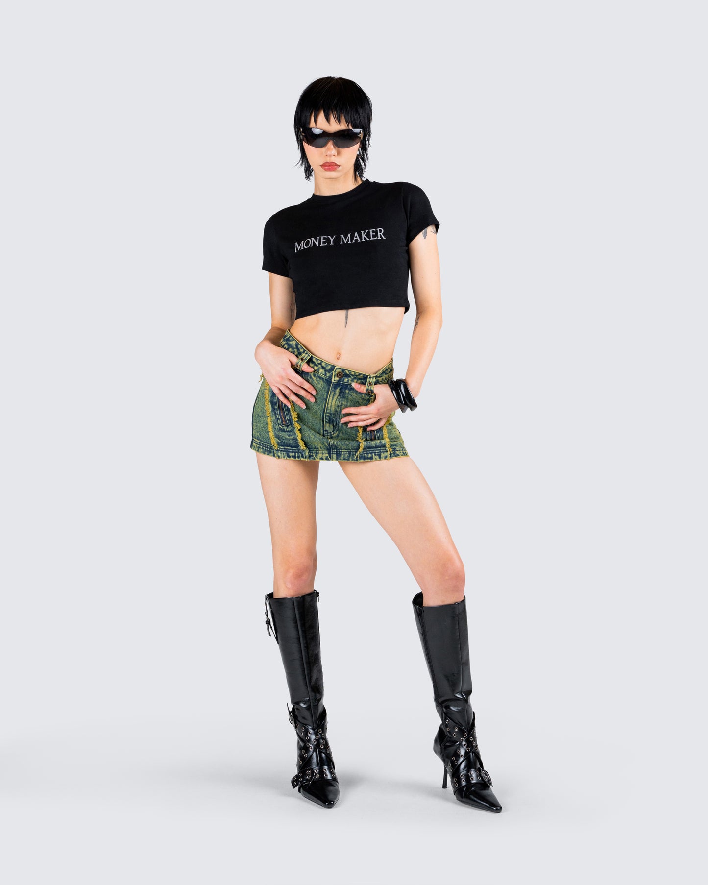 Gwendolyn Black Jersey Graphic Top