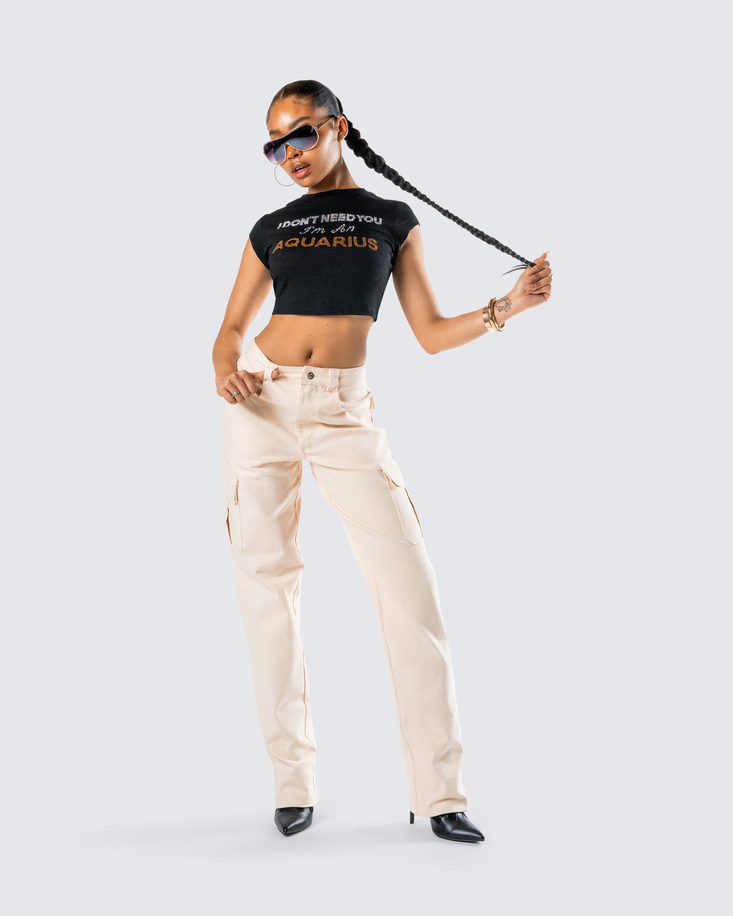Ilse Black Aquarius Rhinestone Top