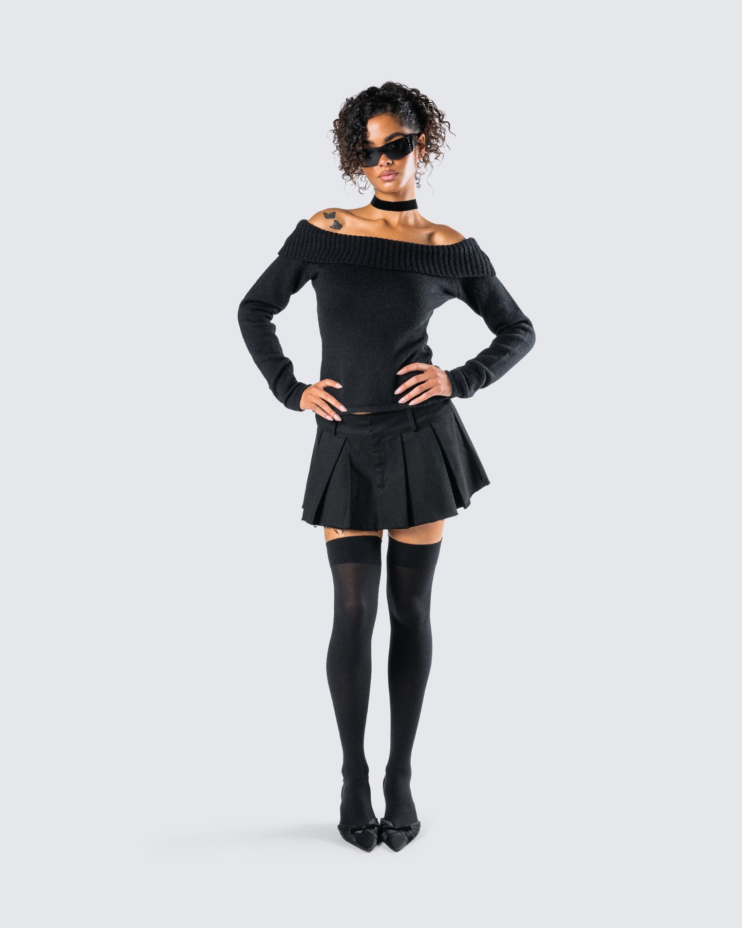 Jarica Black Twill Mini Skirt