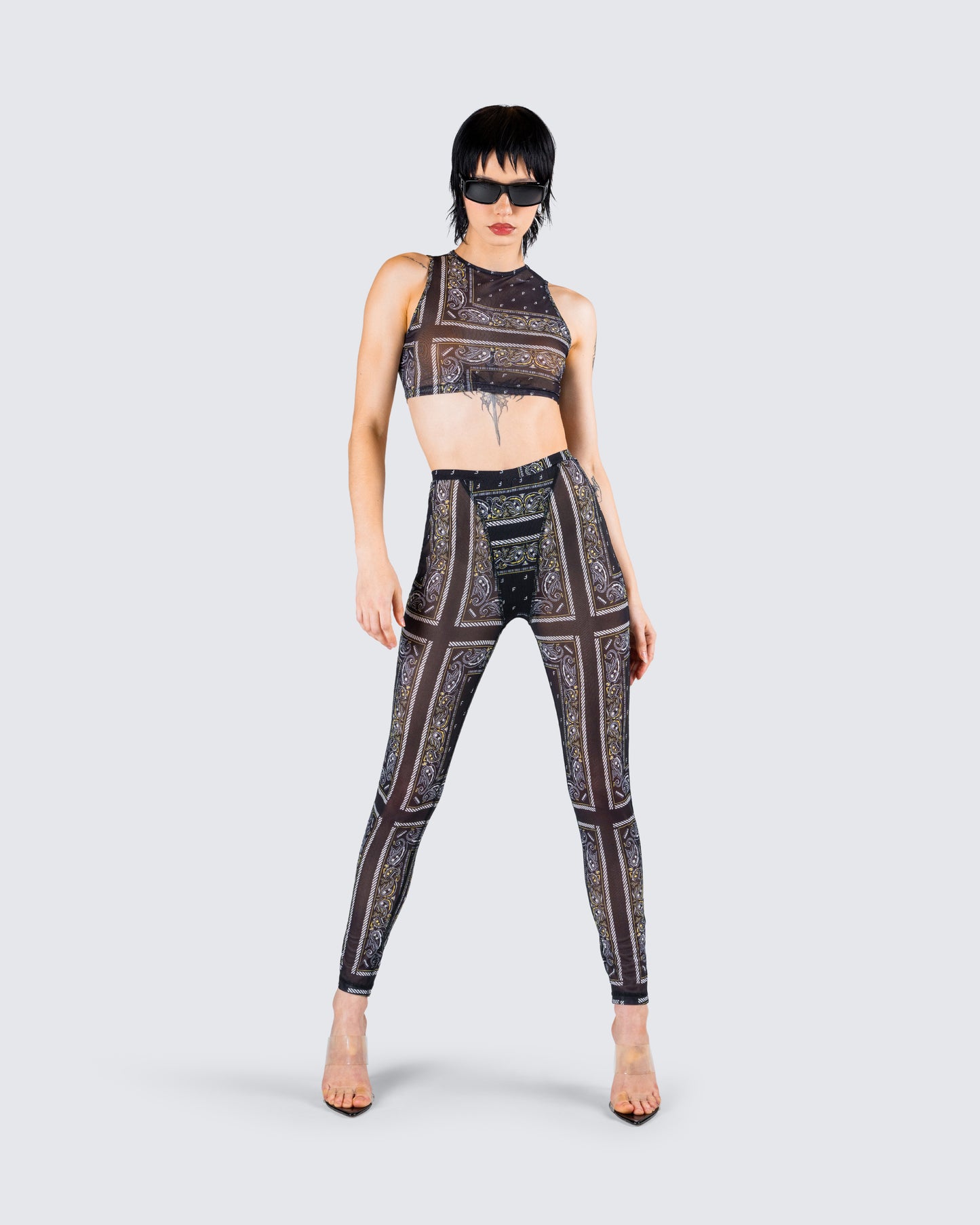 Rikku Black Bandana Mesh Leggings