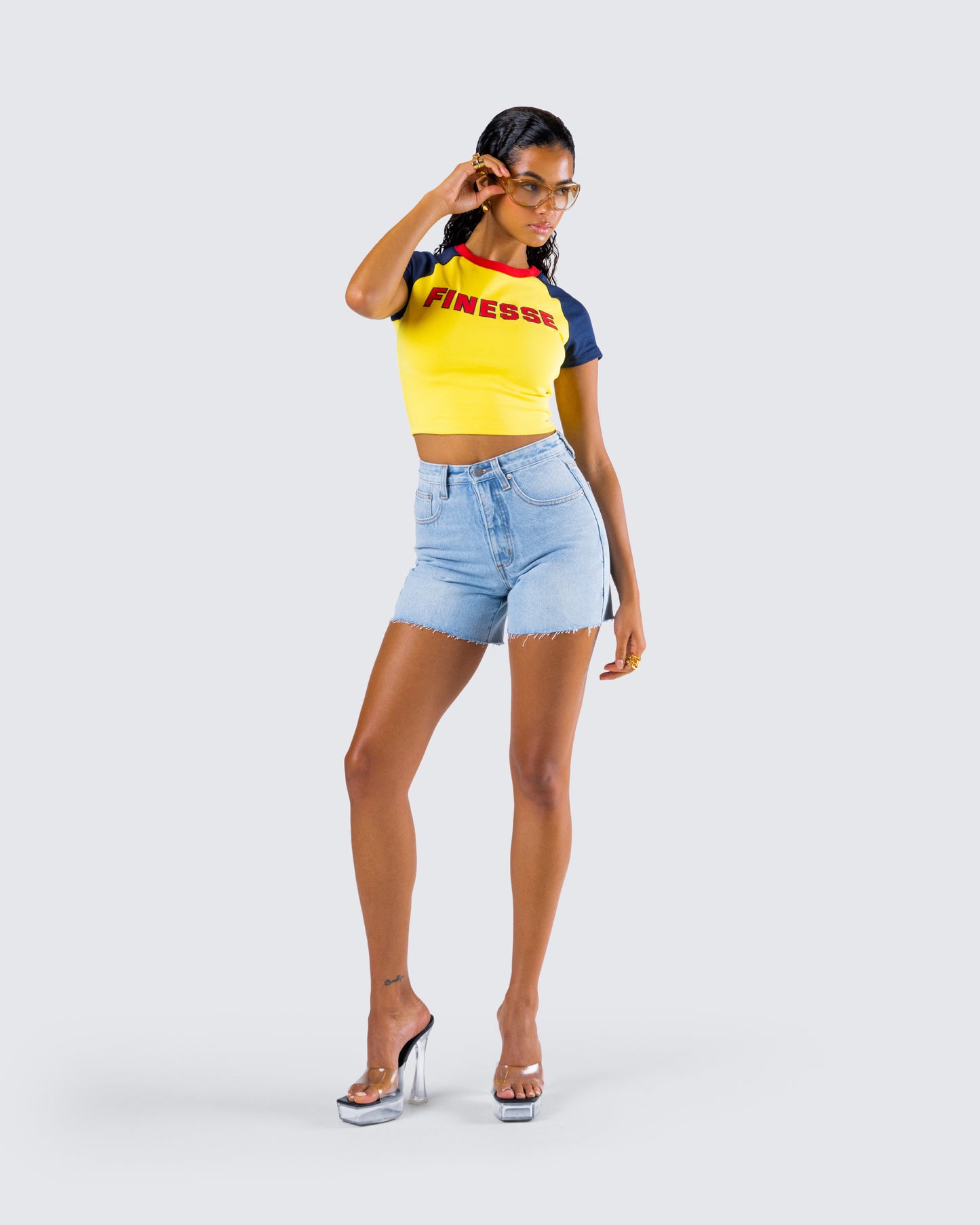 Yolande Blue Denim Cutoff Short