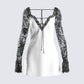 Minnie White Satin Lace Trim Dress product front