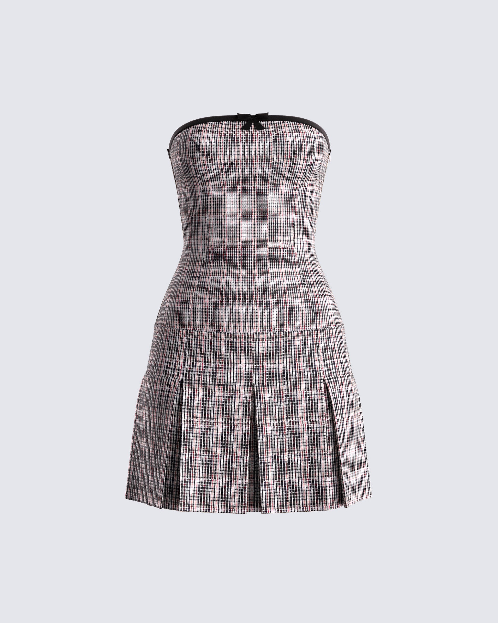 Marge Houndstooth Pleat Mini Dress 3d product front