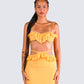 Lyra Yellow Ruffle Cropped Top model front