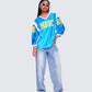 Bea Blue Graphic Sports Jersey Top