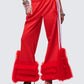 Romilda Red Mesh Ruffle Sweatpant