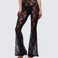 Arantza Black Lace Flared High Waisted Legging