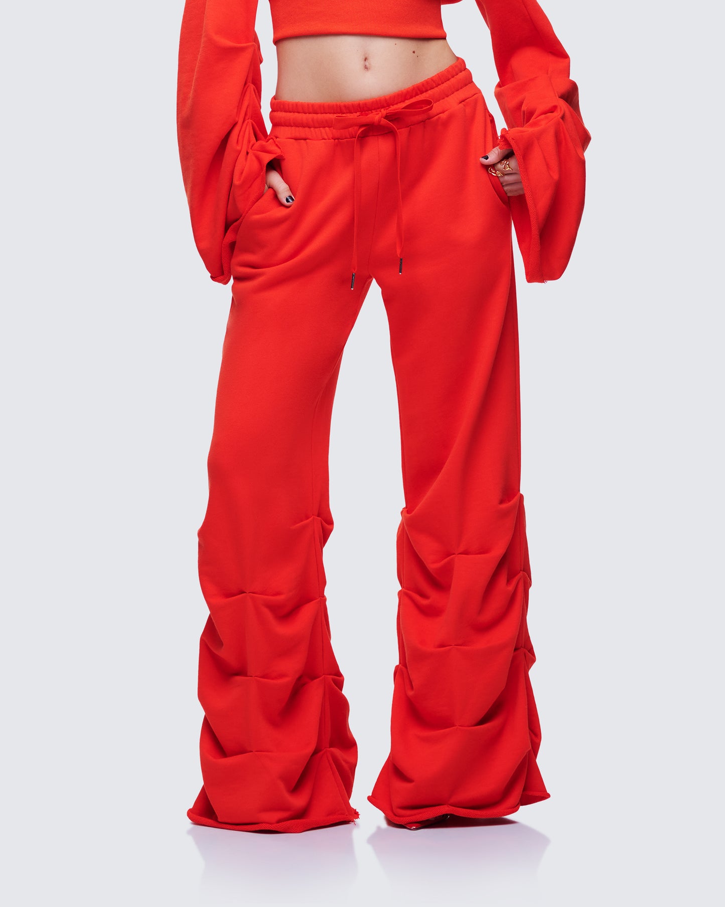 Una Red Stacked Leg Toggle Sweatpant
