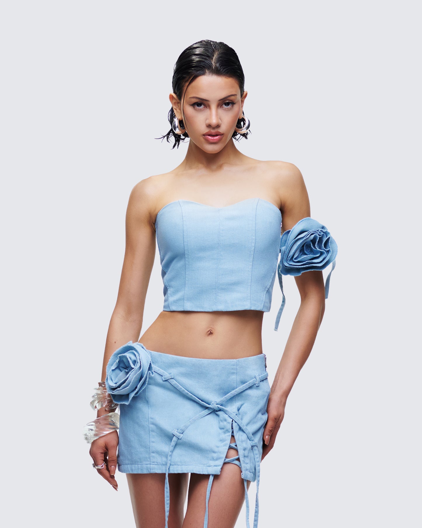 Delores Blue Denim Bustier Top