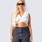 Acacias White Jersey Hood Top model front
