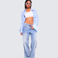 Reina Blue Poplin Ruched Shirt