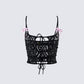 Halsey Black Lace Tie Front Top product front