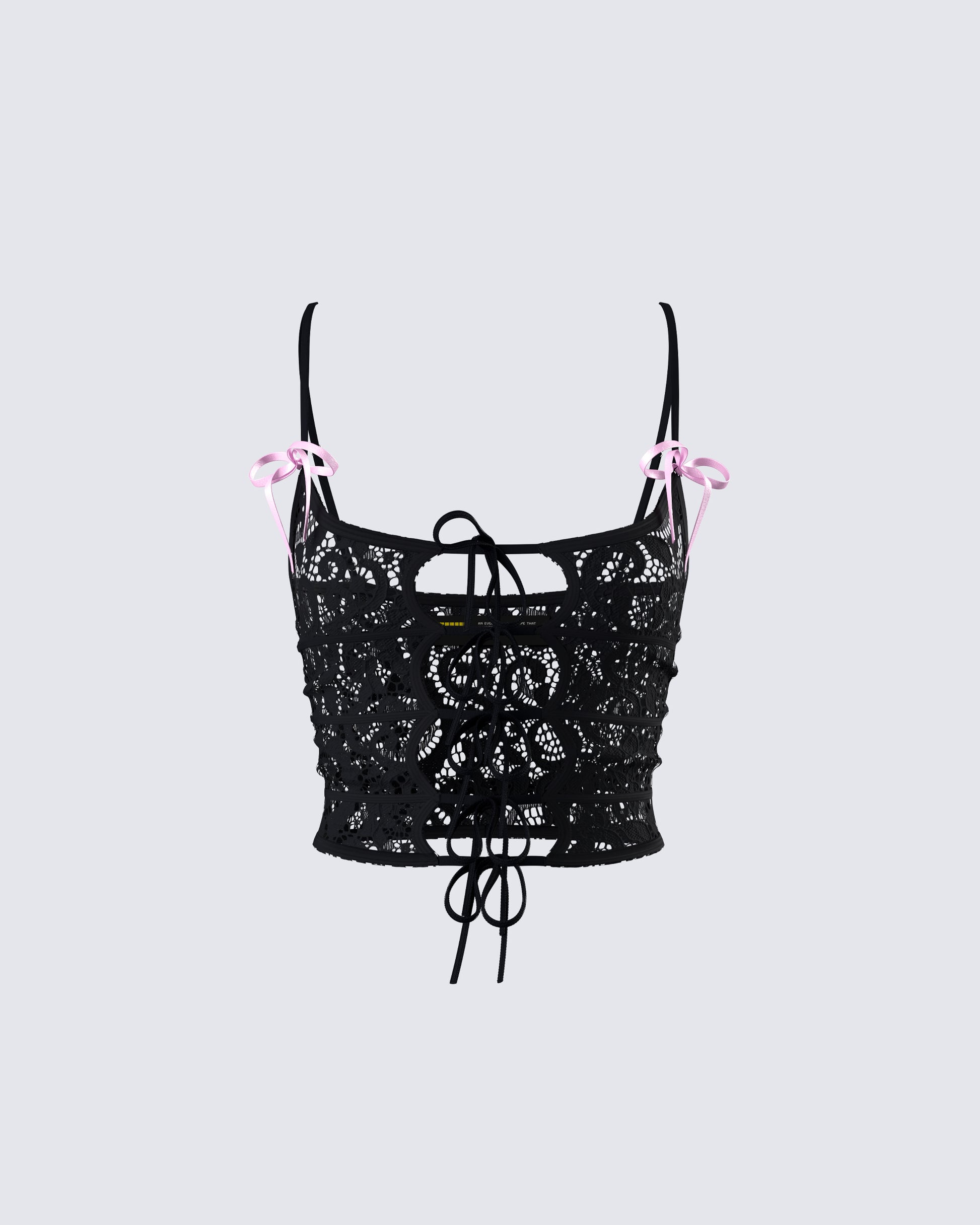 Halsey Black Lace Tie Front Top product front