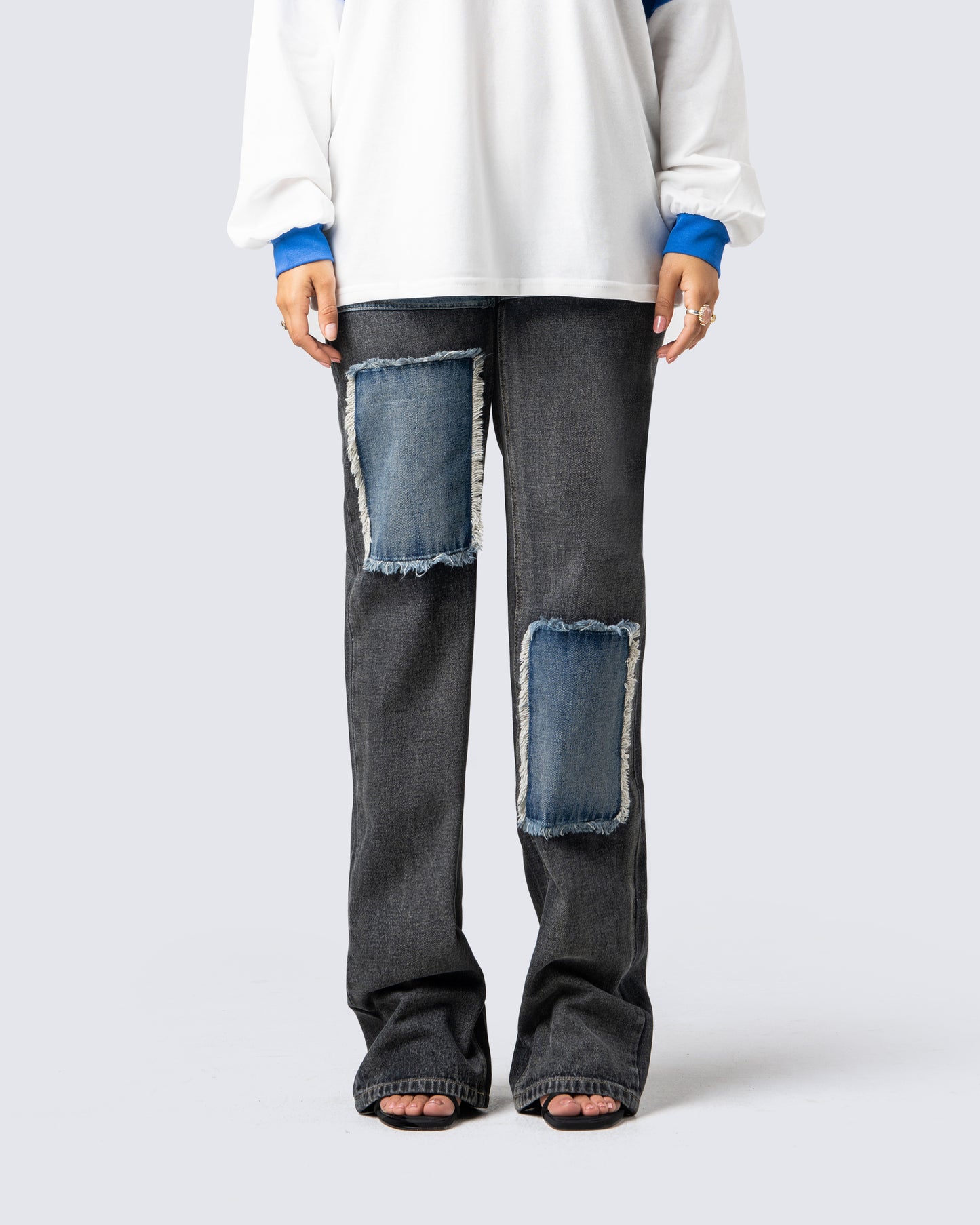 Pascal Colorblock Black Blue Jeans model front