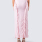 Omid Pink Ruffled Mesh Maxi Skirt