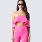 Maro Pink Off Shoulder Top model front