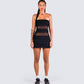 Issa Black Tiered Mini Dress model front