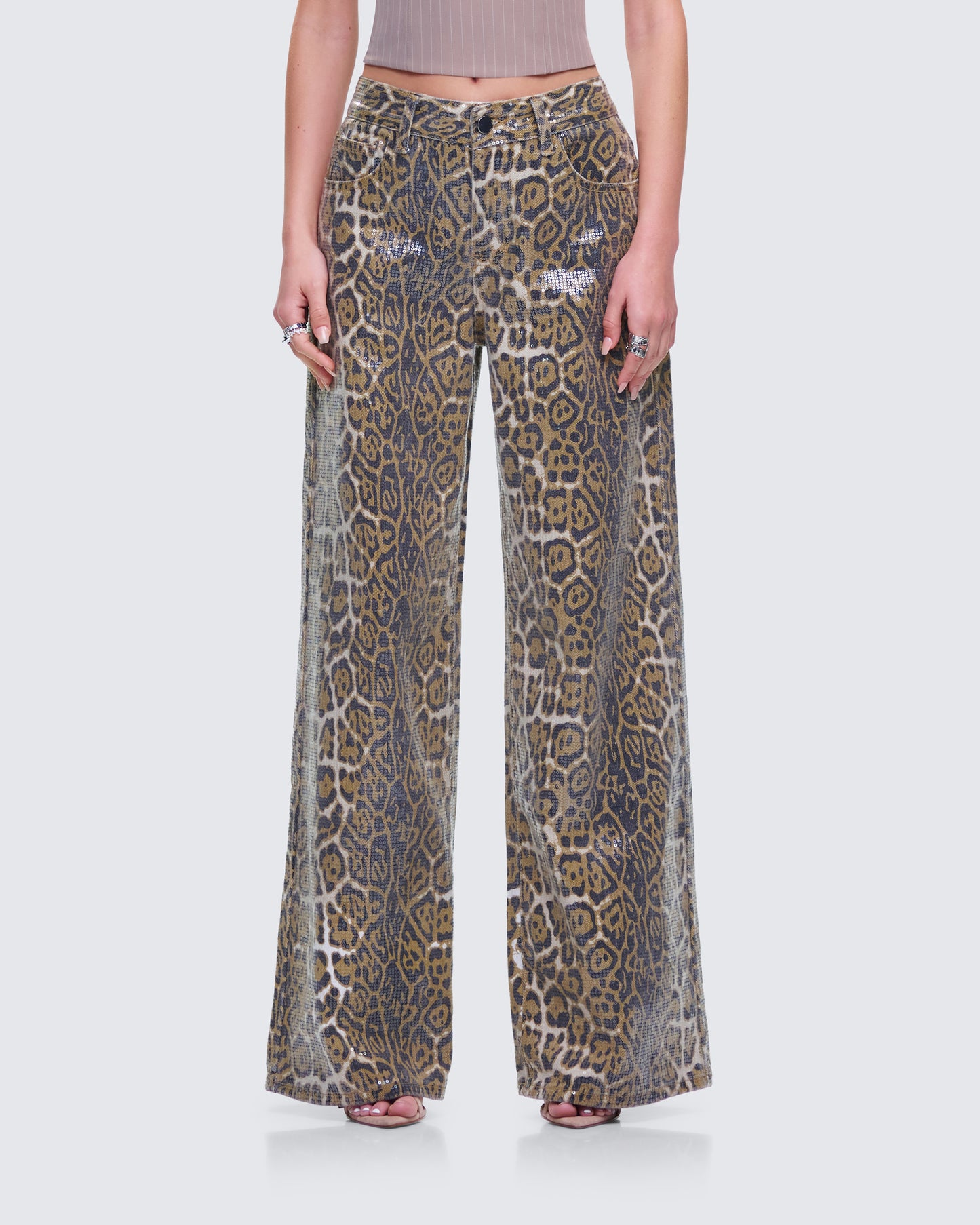 Eider Leopard Print Sequin Pant model front