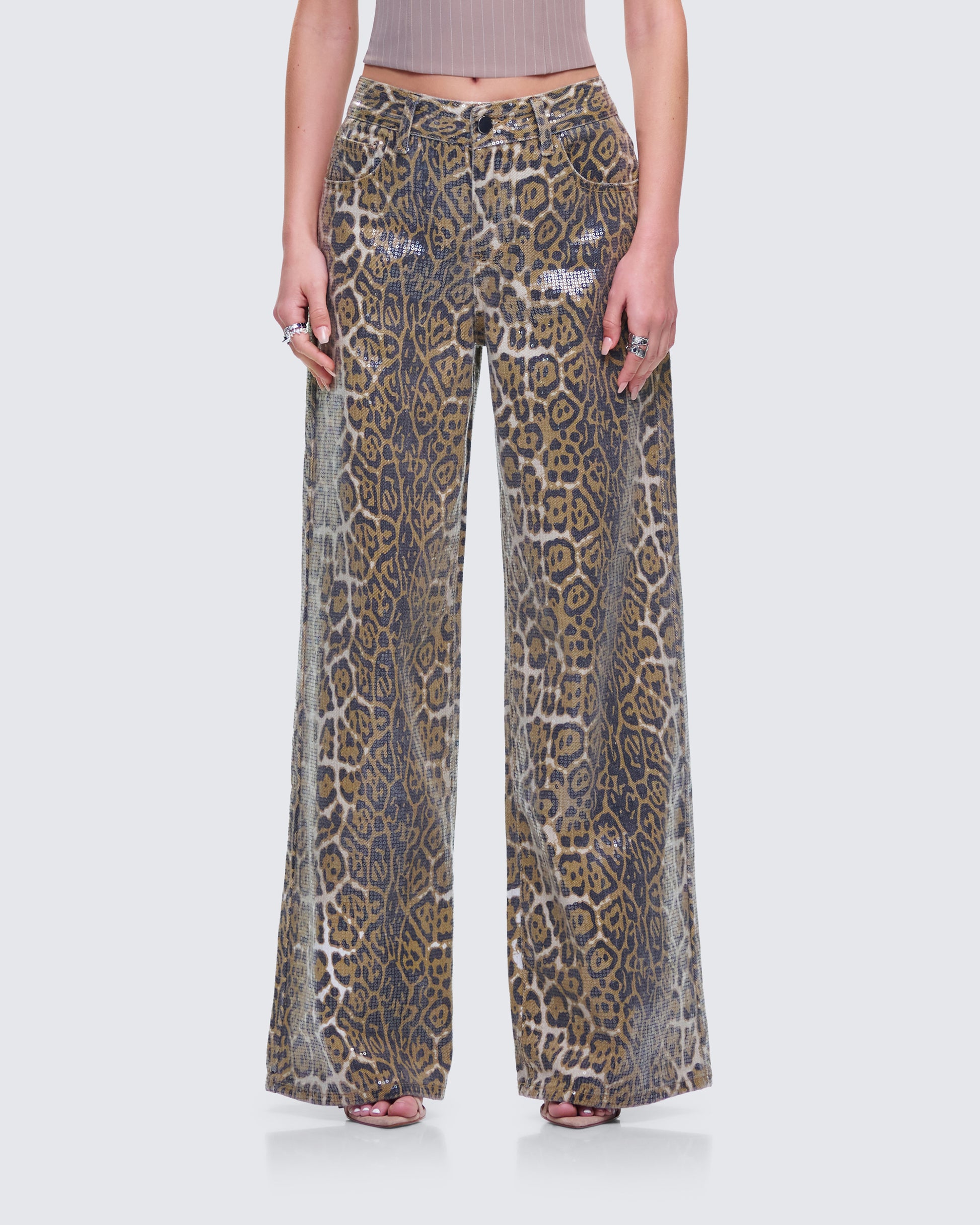 Eider Leopard Print Sequin Pant model front