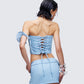 Delores Blue Denim Bustier Top