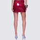 Severine Red Vegan Leather Belted Mini Skirt