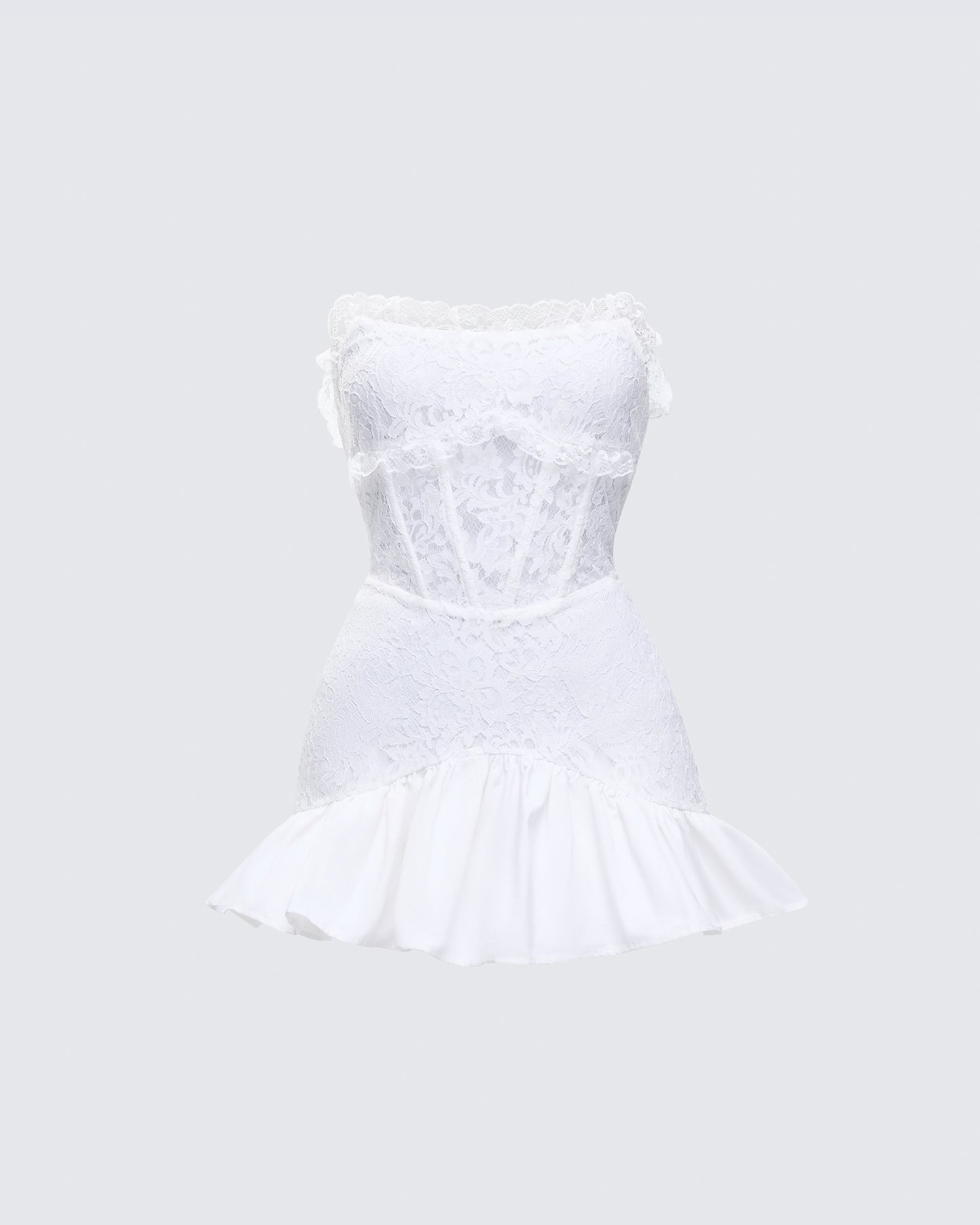 Kimi White Lace Corset Mini Dress product front