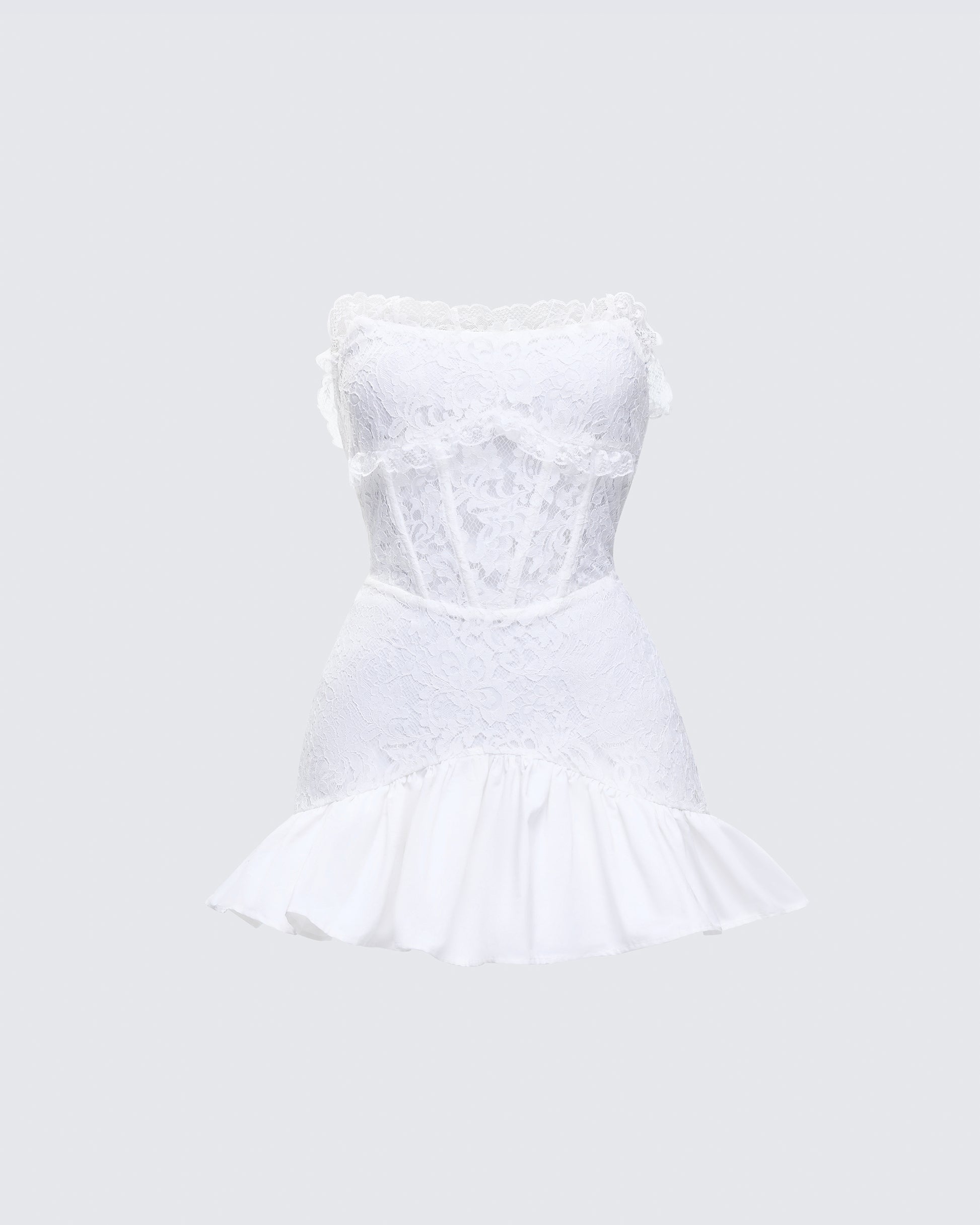 Kimi White Lace Corset Mini Dress product front