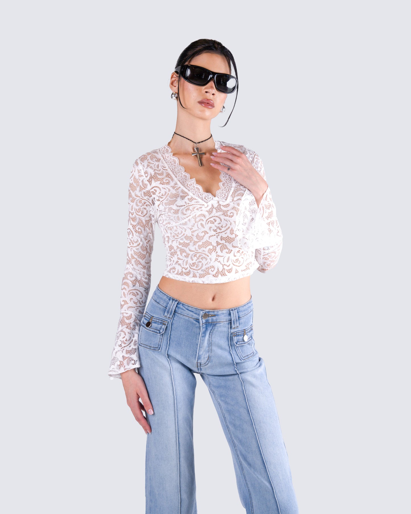 Priya White Lace Top