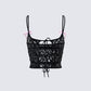 Halsey Black Lace Tie Front Top