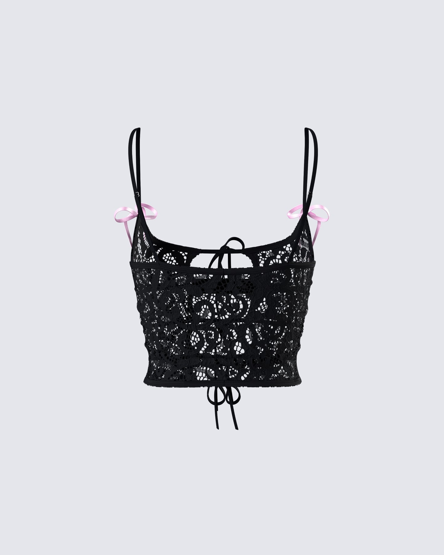 Halsey Black Lace Tie Front Top