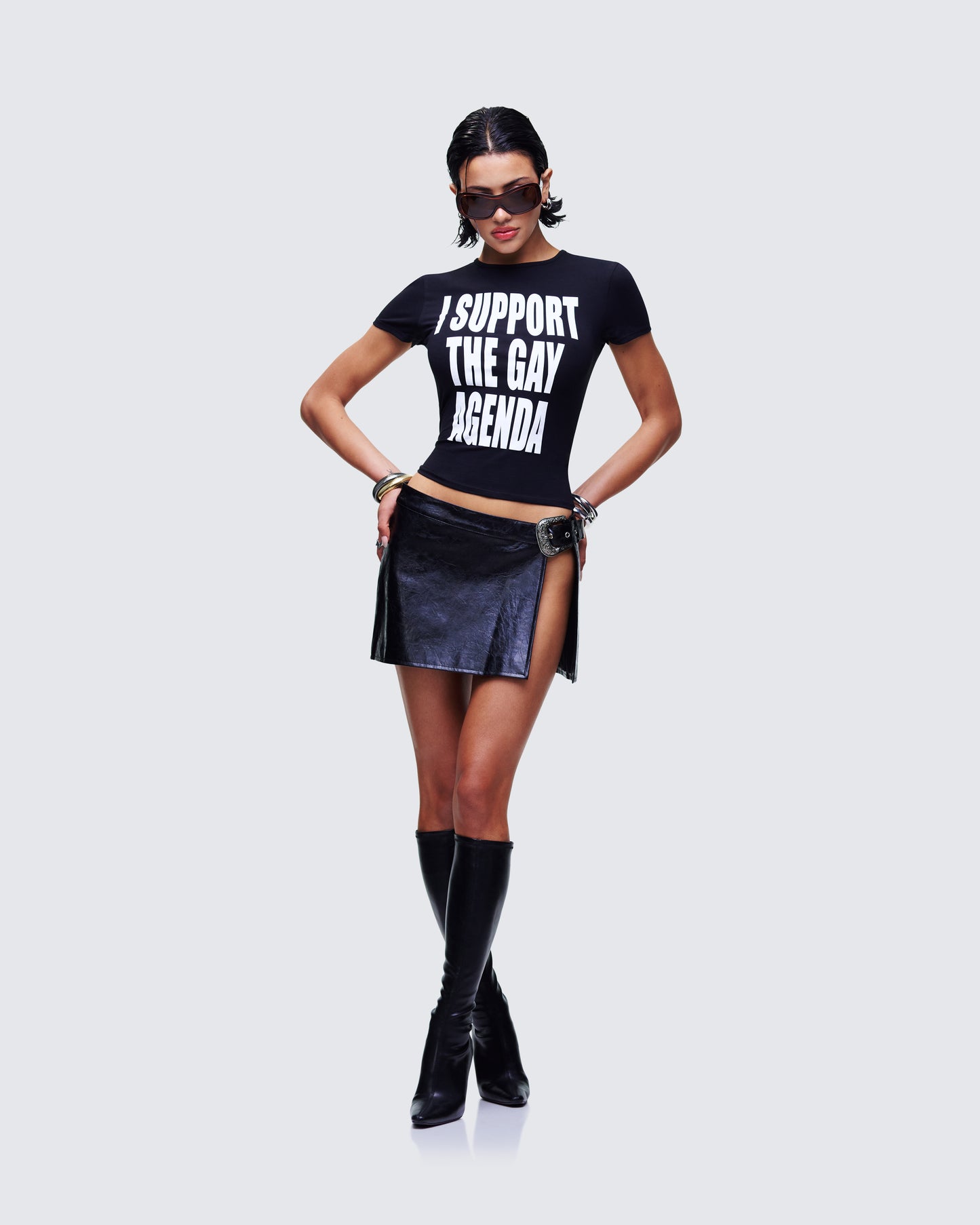 Fern Black Vegan Leather Mini Skirt