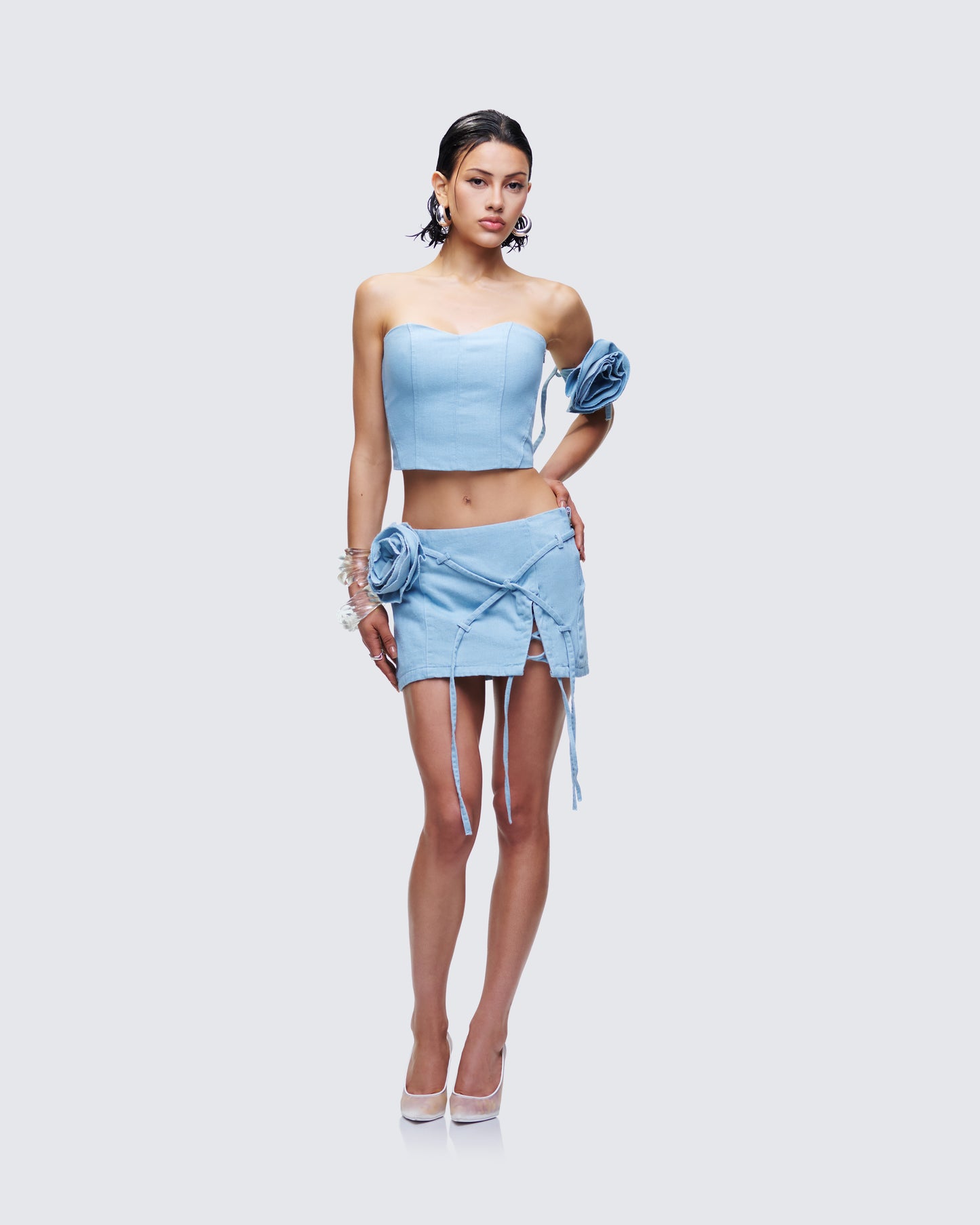 Delores Blue Denim Bustier Top