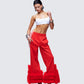 Romilda Red Mesh Ruffle Sweatpant