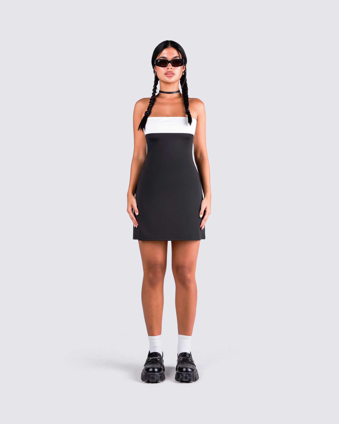 Lupita Multi Banded Mini Dress model front
