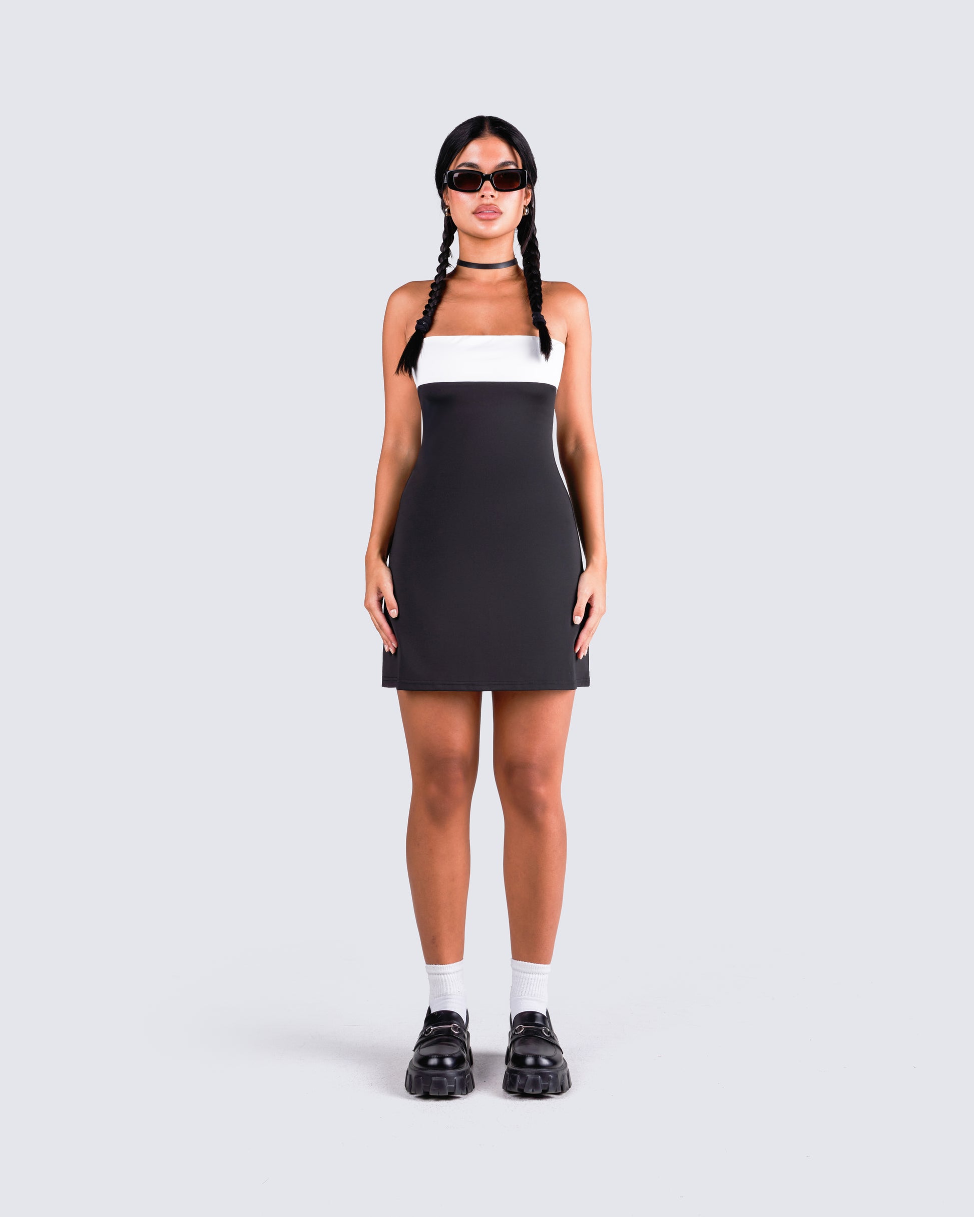 Lupita Multi Banded Mini Dress model front