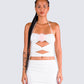 Cerelina White Jersey Cut Out Top model front