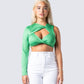 Domino Green Jersey Asymmetric Top model front