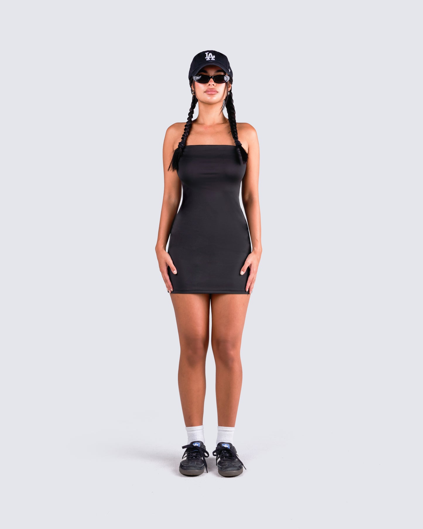 Maxine Black Jersey Tube Dress model front