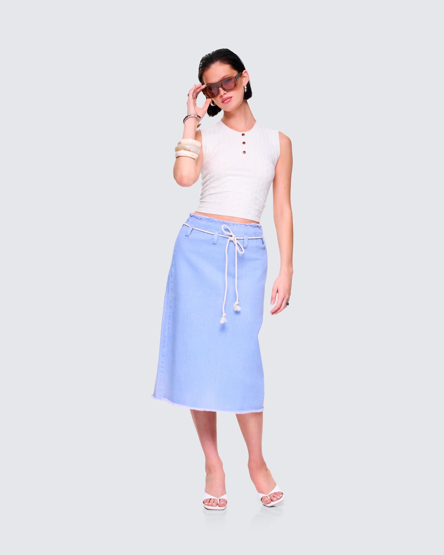 Heidi Blue Column Midi Denim Skirt