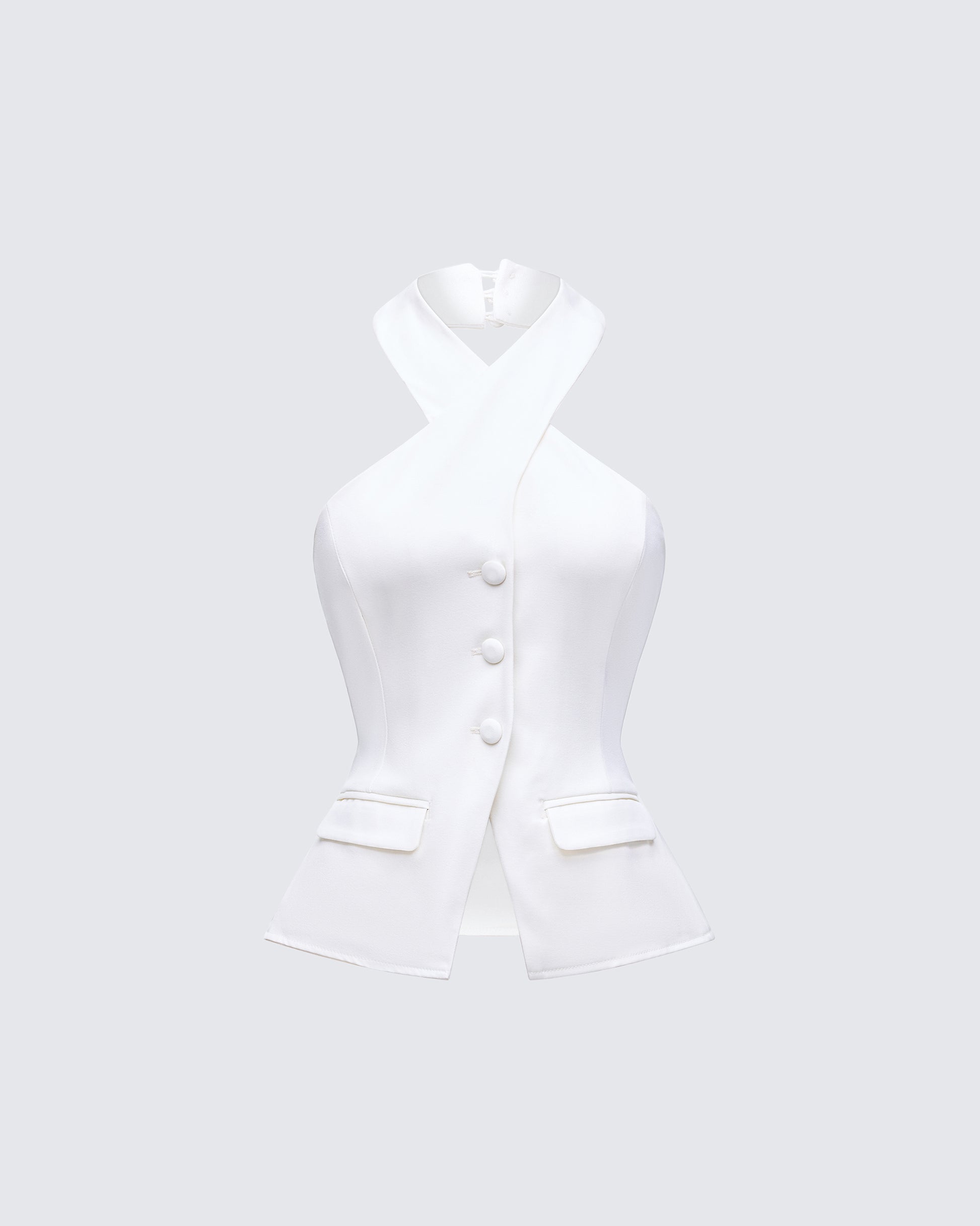 Elina Cream Halter Neck Waistcoat product front