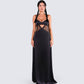 Mei Black Lace Insert Maxi Dress model front