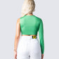 Domino Green Jersey Asymmetric Top